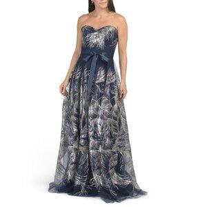RENE BY RENE RUIZ Blue Strapless Sequin Tulle Gown